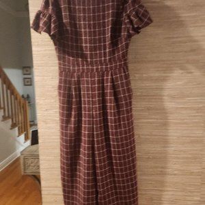 1901 Cropped Check Jumpsuit-XS-COLOR IS BURGUNDY-worn ONE time